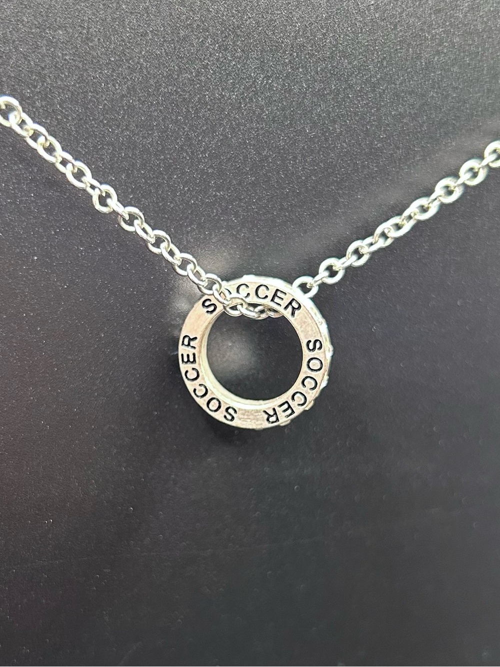Silver-Tone Soccer Circle Pendant with Crystal Halo (pendant only)